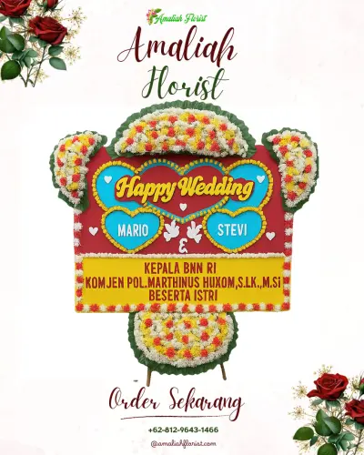 Karangan Papan Bunga Pernikahan di Sukra